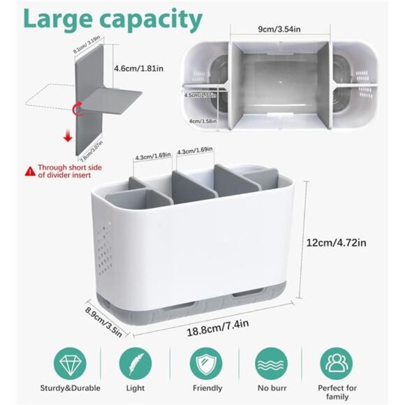 Toothbrush and Toothpaste Holder Drainage for Bathroom Countertop - Picture 5 of 6